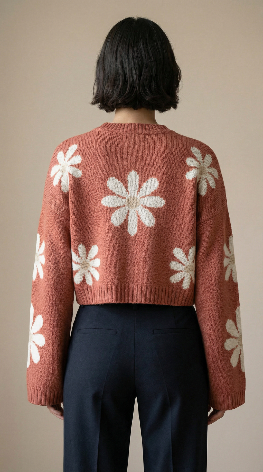 Suéter flores terracota