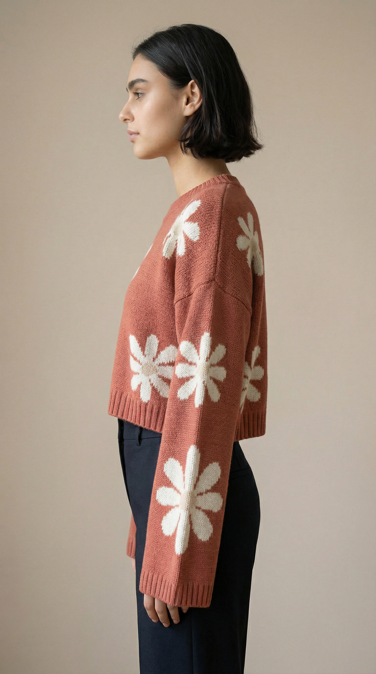 Suéter flores terracota